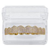 GRILLZ Gold Silver Color Iced Out Hip Hop Grillz Top & Bottom Teeth Grills Set