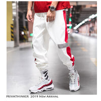 Privathinker Side Stripe Track Jogger Pants Reflective Label Track Harem Pants Male