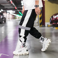 Privathinker Side Stripe Track Jogger Pants Reflective Label Track Harem Pants Male