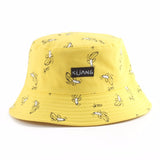 Panama Bucket Hat Men Women Bucket Cap Banana Print Yellow Fisherman Hat