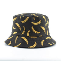 Panama Bucket Hat Men Women Bucket Cap Banana Print Yellow Fisherman Hat