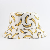 Panama Bucket Hat Men Women Bucket Cap Banana Print Yellow Fisherman Hat