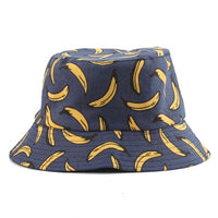 Panama Bucket Hat Men Women Bucket Cap Banana Print Yellow Fisherman Hat