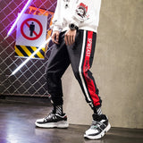 Privathinker Men Harem Pants Print Contrast Color Side Stripe  Joggers