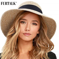 FURTALK Straw Hat panama fedora Cap Wide Brim UV Protection