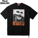 Oversize Hip Hop Masked Man Print Tshirt Short Sleeve Cotton Casual Plus Sizes