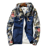 Women's Hooded Floral Causal Windbreaker Basic Coats Zipper Jackets