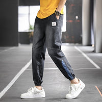 Men Loose Joggers Harem Jeans Cargo Pants Ankle-Length Denim Trousers