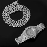 Miami Cuban Necklace, Watch & Bracelet Full Hip Hop Iced Out Set