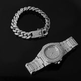 Miami Cuban Necklace, Watch & Bracelet Full Hip Hop Iced Out Set