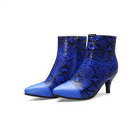 Snake pattern women's boots fashion wild solid color stiletto short boots