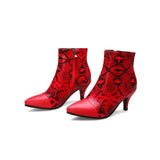 Snake pattern women's boots fashion wild solid color stiletto short boots