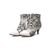 Snake pattern women's boots fashion wild solid color stiletto short boots