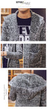 Men's Cardigan Hooded Sweaters New Fashion Male Long Sweaters Men Solid Cardigan Sweaters Size 2XL