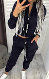 Long Sleeve Zipper Tops & Pants Track Suit Casual 2 PiecesSet