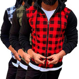 Plaid Sweatshirt Causal Long Sleeve Shirt Coat Zipper Hoodie