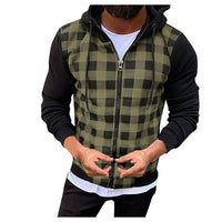 Plaid Sweatshirt Causal Long Sleeve Shirt Coat Zipper Hoodie