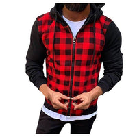 Plaid Sweatshirt Causal Long Sleeve Shirt Coat Zipper Hoodie