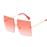 Vintage Square Luxury Oversized Rimless Sun Glasses