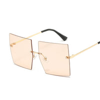 Vintage Square Luxury Oversized Rimless Sun Glasses