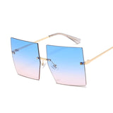 Vintage Square Luxury Oversized Rimless Sun Glasses