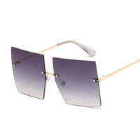 Vintage Square Luxury Oversized Rimless Sun Glasses