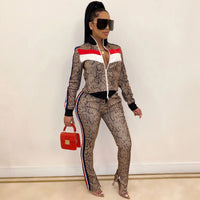 PinePear Snake Print Women Striped Long Sleeve Tracksuit