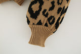 Women's Leopard Pattern Loose Knitted Cardigan Vintage Sweater