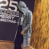 Men's Cardigan Hooded Sweaters New Fashion Male Long Sweaters Men Solid Cardigan Sweaters Size 2XL