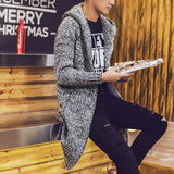 Men's Cardigan Hooded Sweaters New Fashion Male Long Sweaters Men Solid Cardigan Sweaters Size 2XL